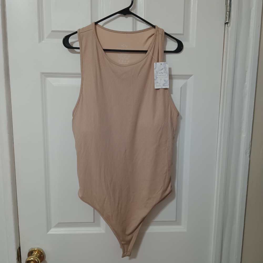 Women's Tan Sleeveless Bodysuit